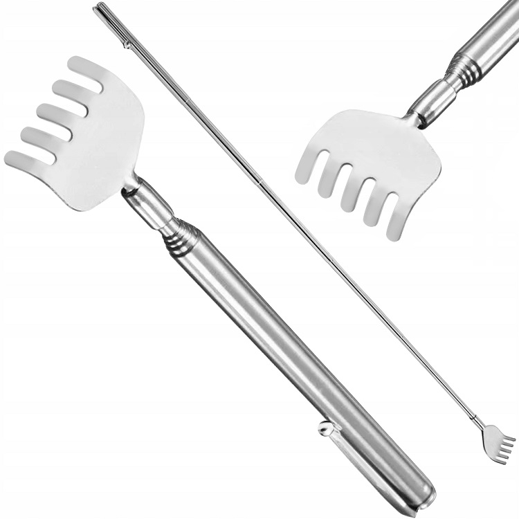 Drapaczka Srebrna Masażer Do Pleców Metalowa Na Prezent Drapak Teleskopowa