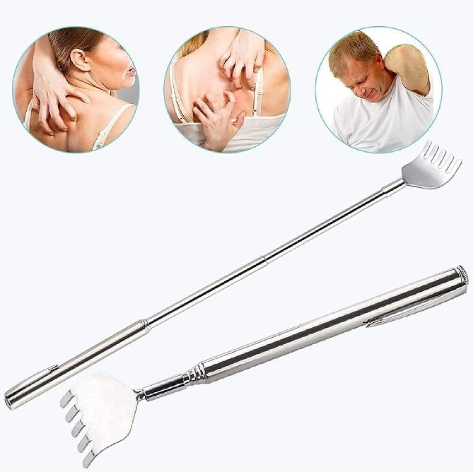 Drapaczka Srebrna Masażer Do Pleców Metalowa Na Prezent Drapak Teleskopowa