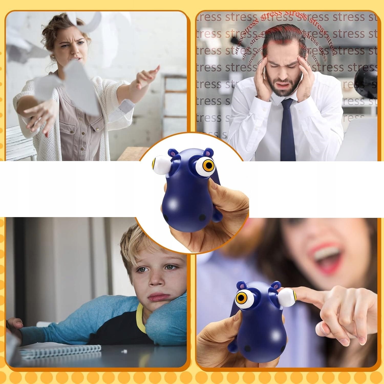 1x Gniotek Antystresowy Zwierzęta Wychodzące Oczy Zabawka Sensoryczna