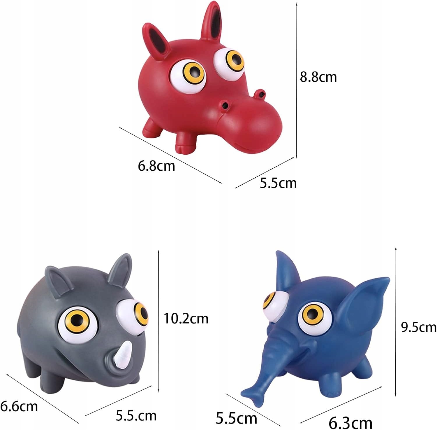 1x Gniotek Antystresowy Zwierzęta Wychodzące Oczy Zabawka Sensoryczna