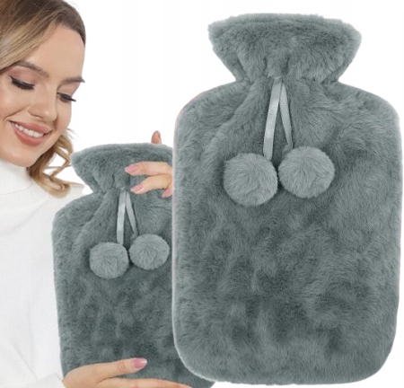 Duży Termofor Gumowy W Pokrowcu Pluszowyna Wodę Ogrzewacz W Sweterku XXL