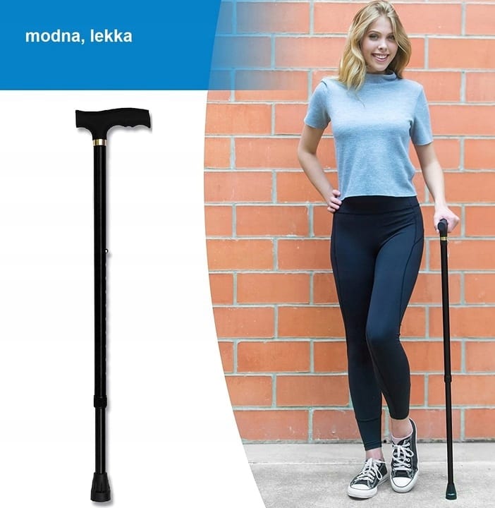 Laska Inwalidzka Ortopedyczna Aluminium Regulowana Spacerowa Lekka Stabilna
