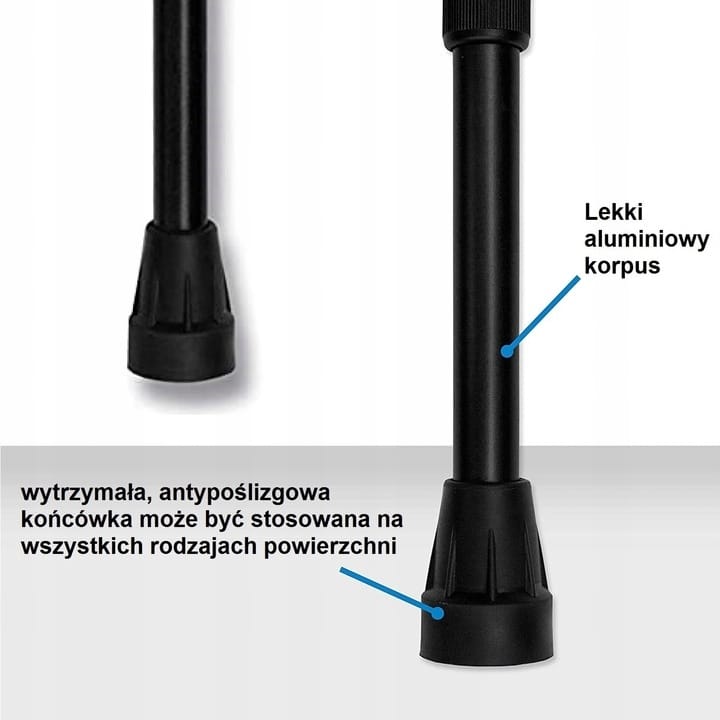 Laska Inwalidzka Ortopedyczna Aluminium Regulowana Spacerowa Lekka Stabilna