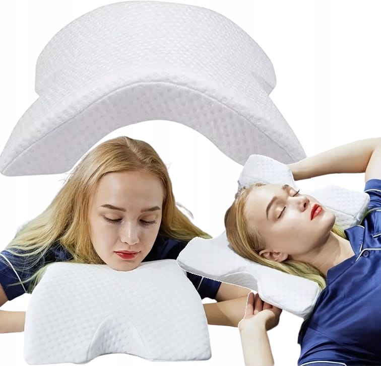 image-10472.jpeg Poduszka Ortopedyczna Z Otworem Na Rękę Do Spania Memory Łukowa Biała