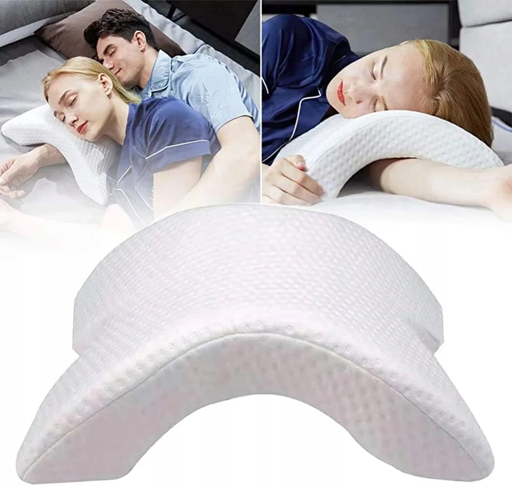 image-10473.jpeg Poduszka Ortopedyczna Z Otworem Na Rękę Do Spania Memory Łukowa Biała
