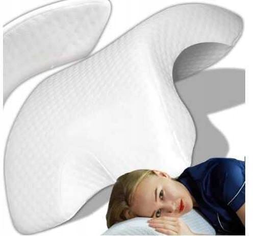 image-10482.jpeg Poduszka Ortopedyczna Z Otworem Na Rękę Do Spania Memory Łukowa Biała