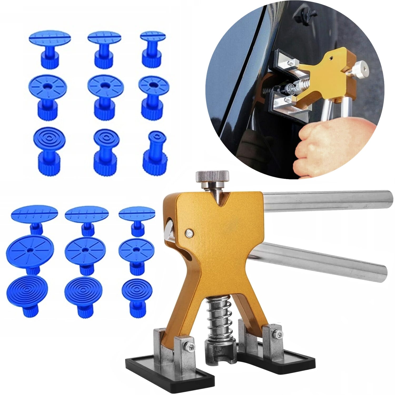 Zestaw Do Wyciągania Wgniotek Karoserii Usuwania Wgnieceń + Grzybki Komplet