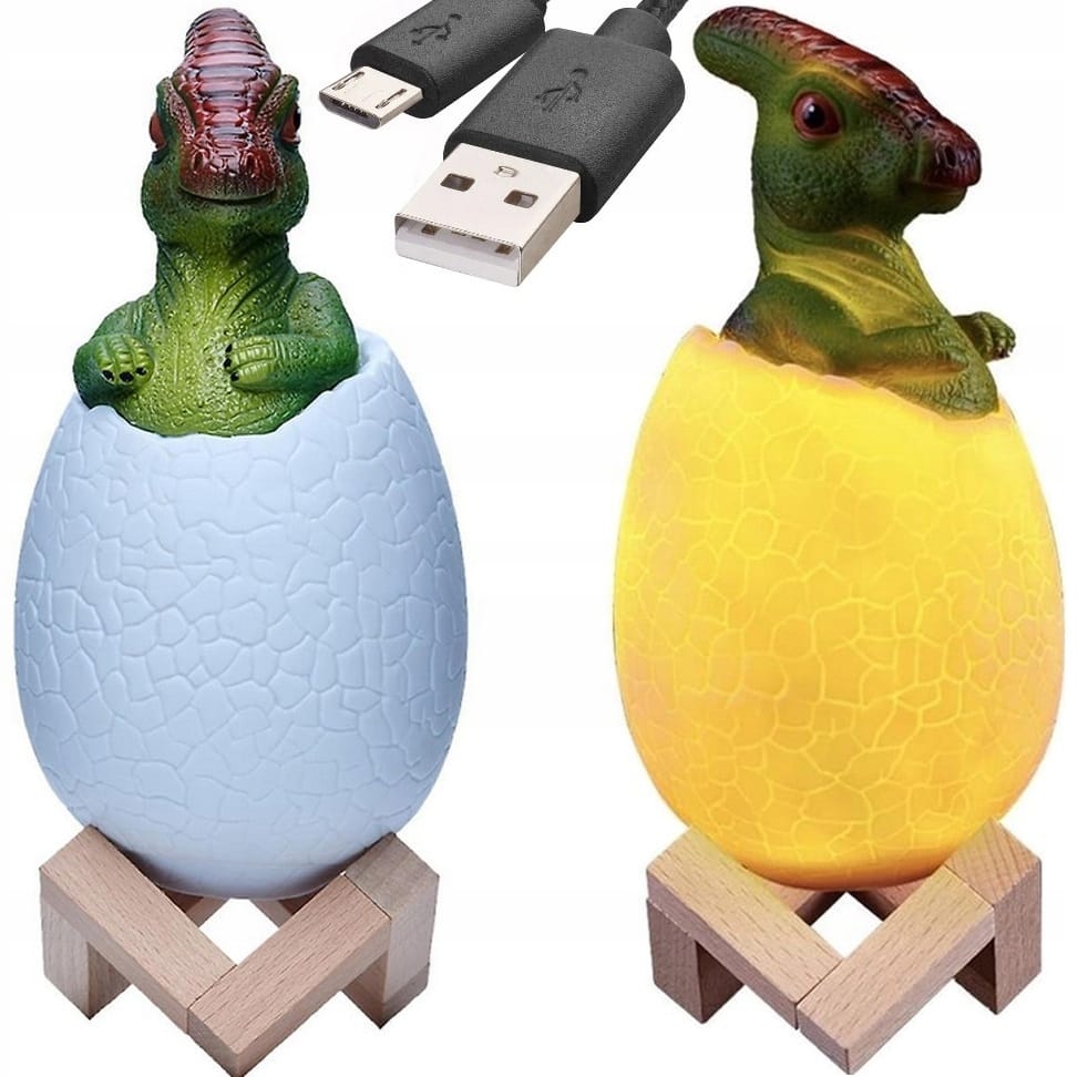 Lampka Nocna Dinozaur Dino Jajko Rgb Led Jajo Świecące Dla Dzieci Usb Jajko