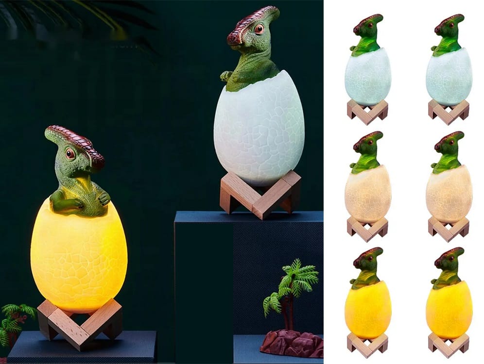 Lampka Nocna Dinozaur Dino Jajko Rgb Led Jajo Świecące Dla Dzieci Usb Jajko
