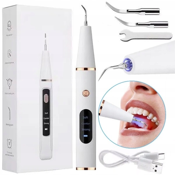 Skaler Ultradźwiękowy Do Zębów 3 Tryby Do Usuwania Kamienia Nazębnego Mocny