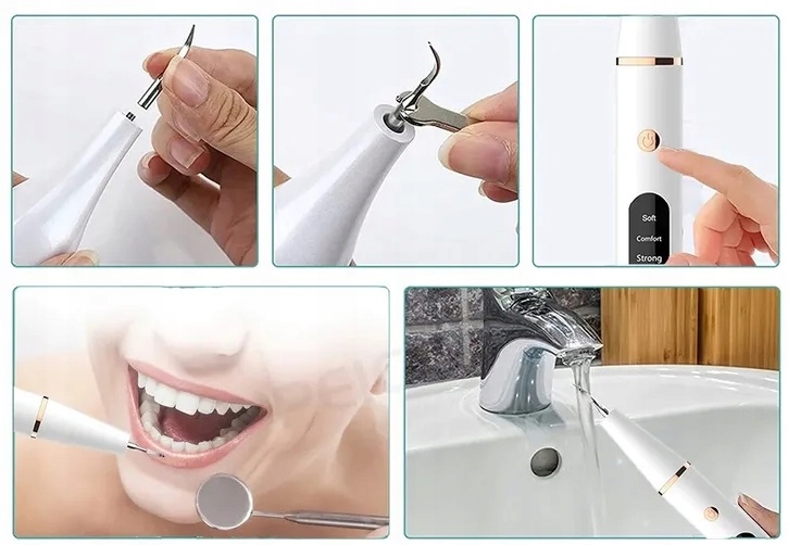 Skaler Ultradźwiękowy Do Zębów 3 Tryby Do Usuwania Kamienia Nazębnego Mocny