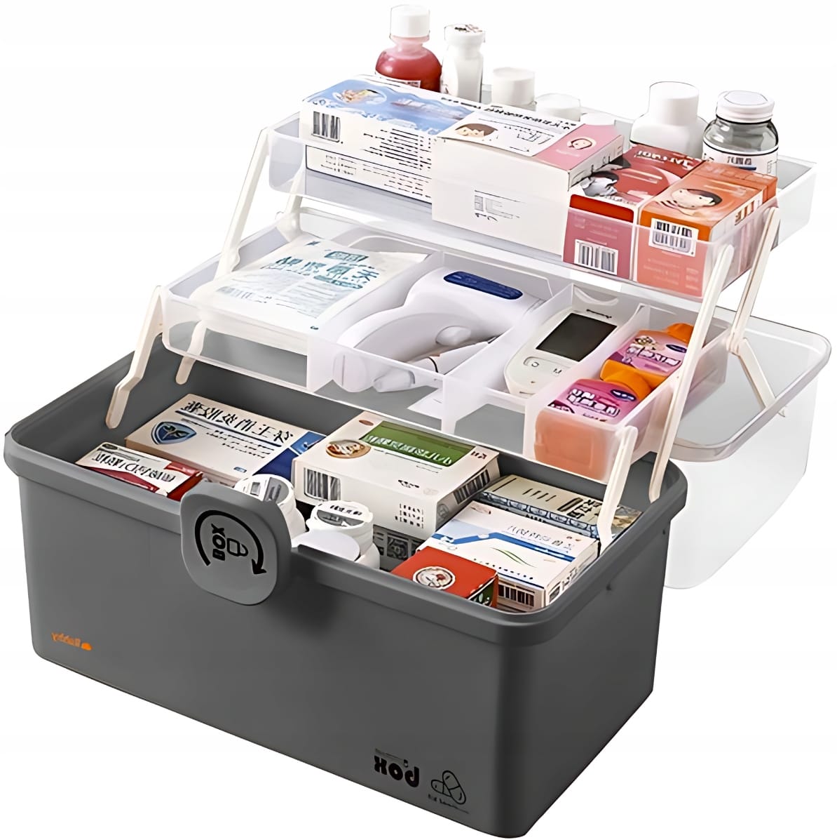 Organizer Na Leki Pojemnik Pudełko Kasetka Apteczka Duży Na Zamek Skrzynka