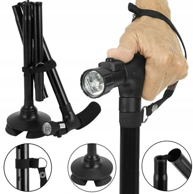 Lekka Laska Składana Inwalidzka Ortopedyczna Spacerowa Dla Seniora Latarka