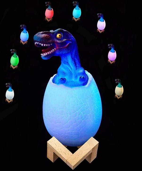 Lampka Nocna Dinozaur Tyranosaur Jajko Rgb Led Jajo Świecące Dla Dzieci Usb