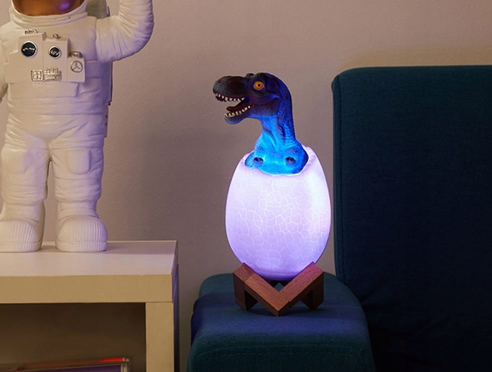 Lampka Nocna Dinozaur Tyranosaur Jajko Rgb Led Jajo Świecące Dla Dzieci Usb