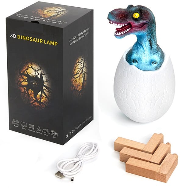 Lampka Nocna Dinozaur Tyranosaur Jajko Rgb Led Jajo Świecące Dla Dzieci Usb