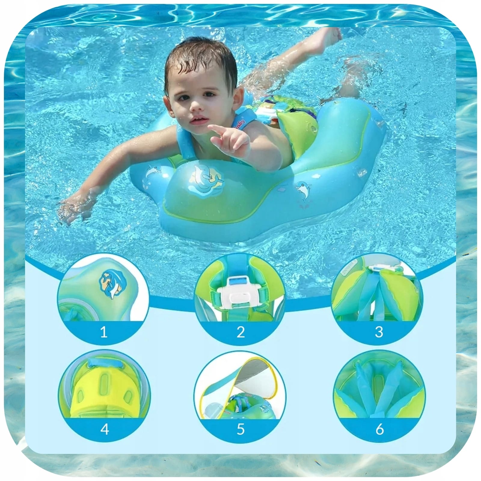 Pierścień Do Pływania Dla Niemowląt Dzieci Pływak Pontonik Koło Z Daszkiem