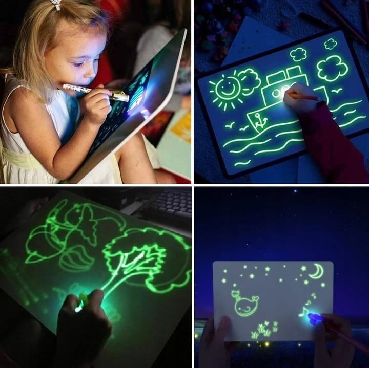 Duża Tablica Do Rysowania Pisania Malowania Światłem Led Znikopis Długopisy