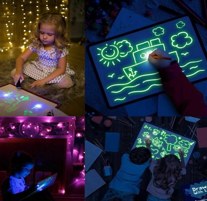 Duża Tablica Do Rysowania Pisania Malowania Światłem Led Znikopis Długopisy