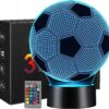 Lampka Nocna Piłkarz 3d Lampa Biurkowa Led Dla Dzieci Piłka Nożna Rgb Pilot
