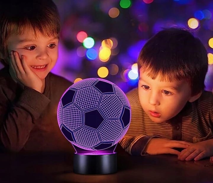 Lampka Nocna Biurkowa Piłka Nożna 3d Zmieniająca Kolory Dla Piłkarza Pilot