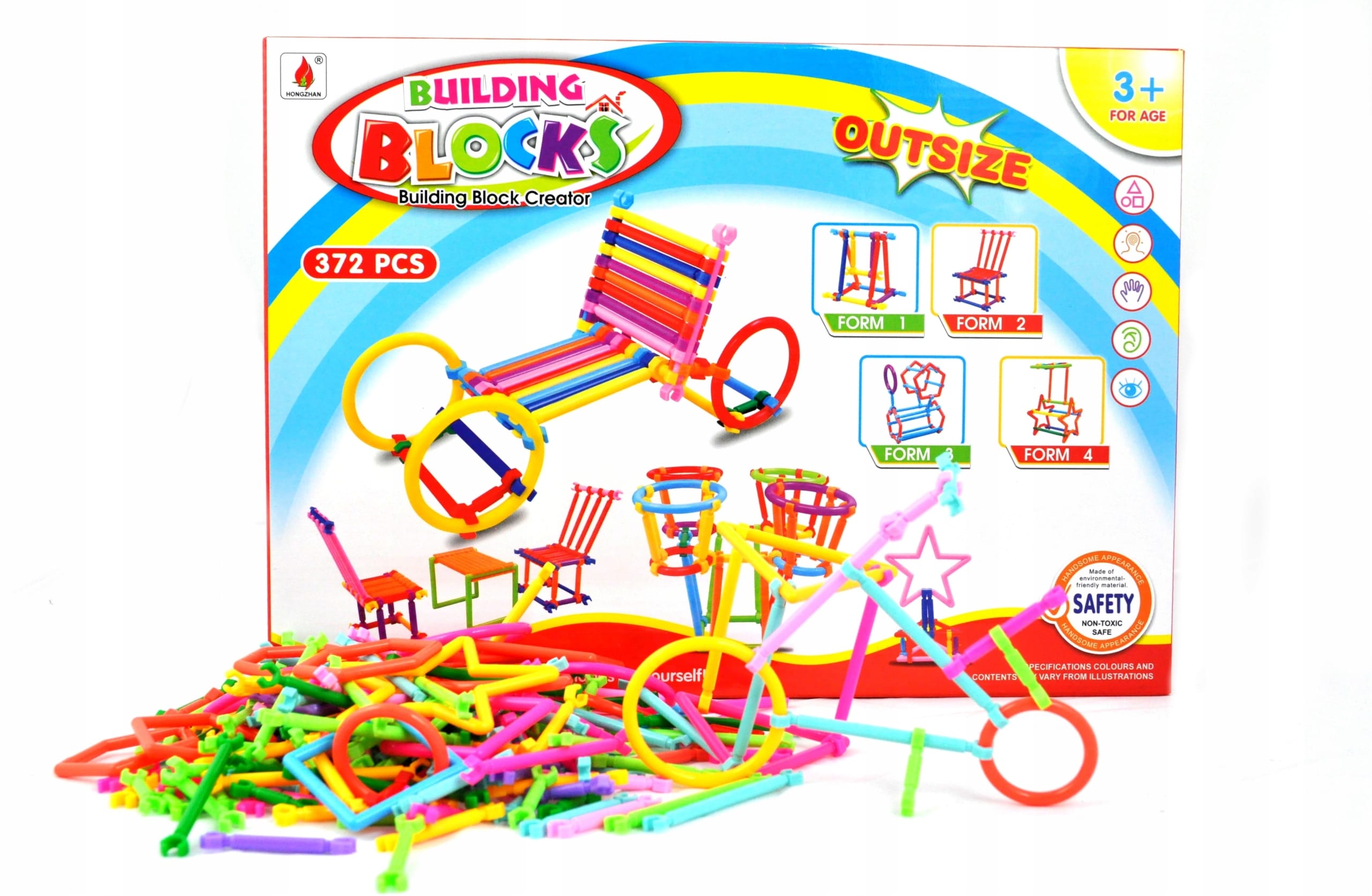 Kreatywne Klocki Konstrukcyjne Słomki Dla Dzieci Rurki Patyczki 372 Sztuk