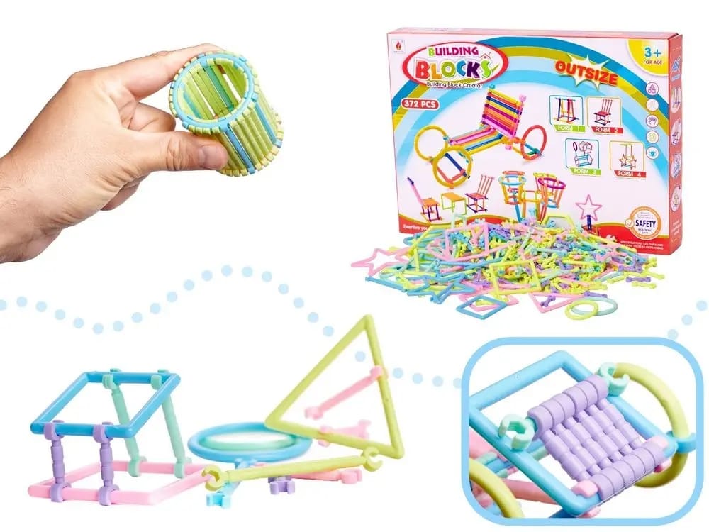 Kreatywne Klocki Konstrukcyjne Słomki Dla Dzieci Rurki Patyczki 372 Sztuk
