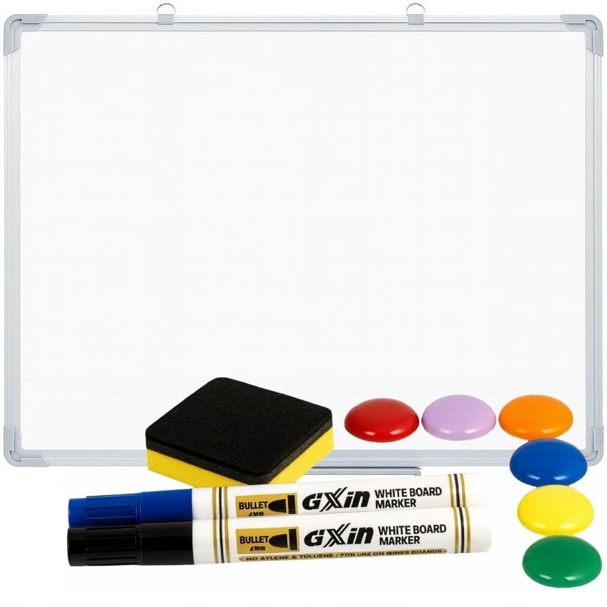 Biała Tablica Magnetyczna Suchościeralna Mazaki Magnesy Gąbka 60 X 40 cm