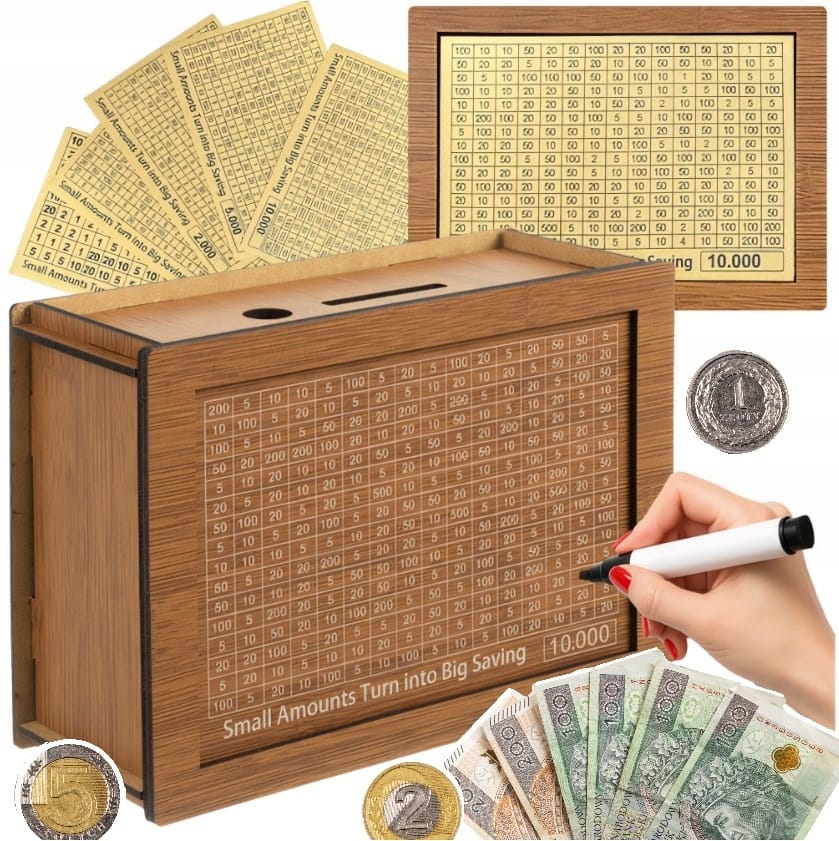 Prezent Skarbonka Wykreślana Cel Wyzwanie Oszczędzanie Upominek Na Marzenia