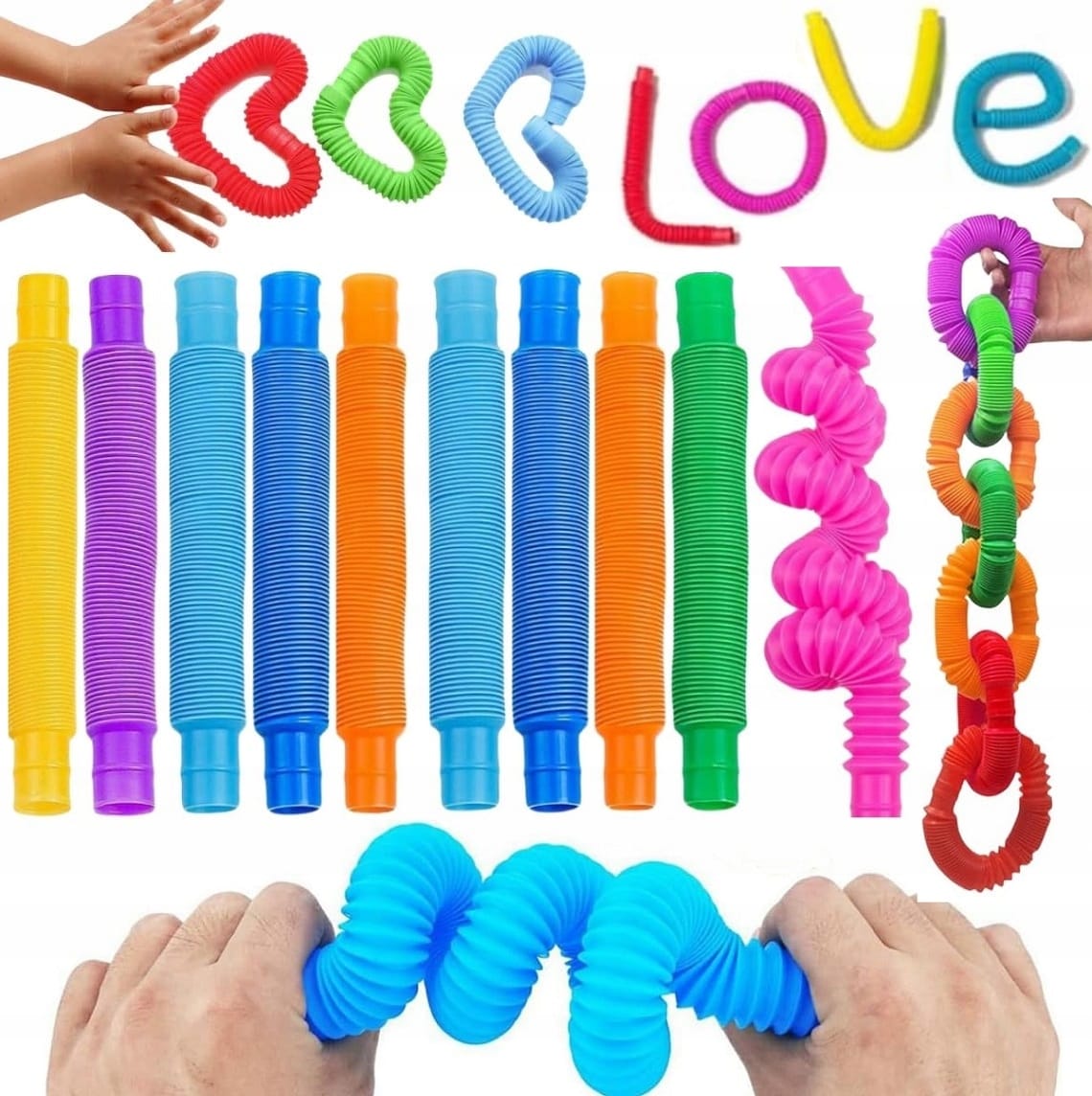 Rurki Tuby Sensoryczne Dla Dzieci Do Zabawy Zestaw 10 szt Tuby Pop