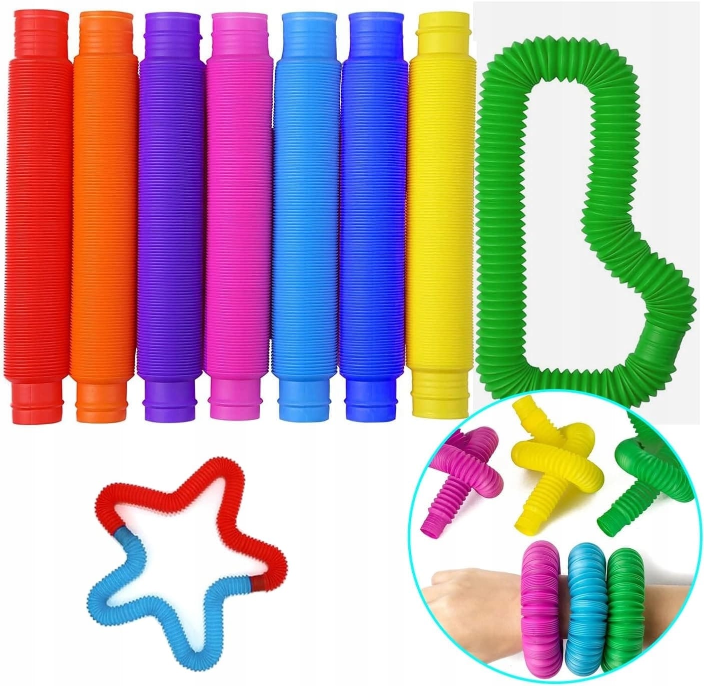 Rurki Tuby Sensoryczne Dla Dzieci Do Zabawy Zestaw 10 szt Tuby Pop