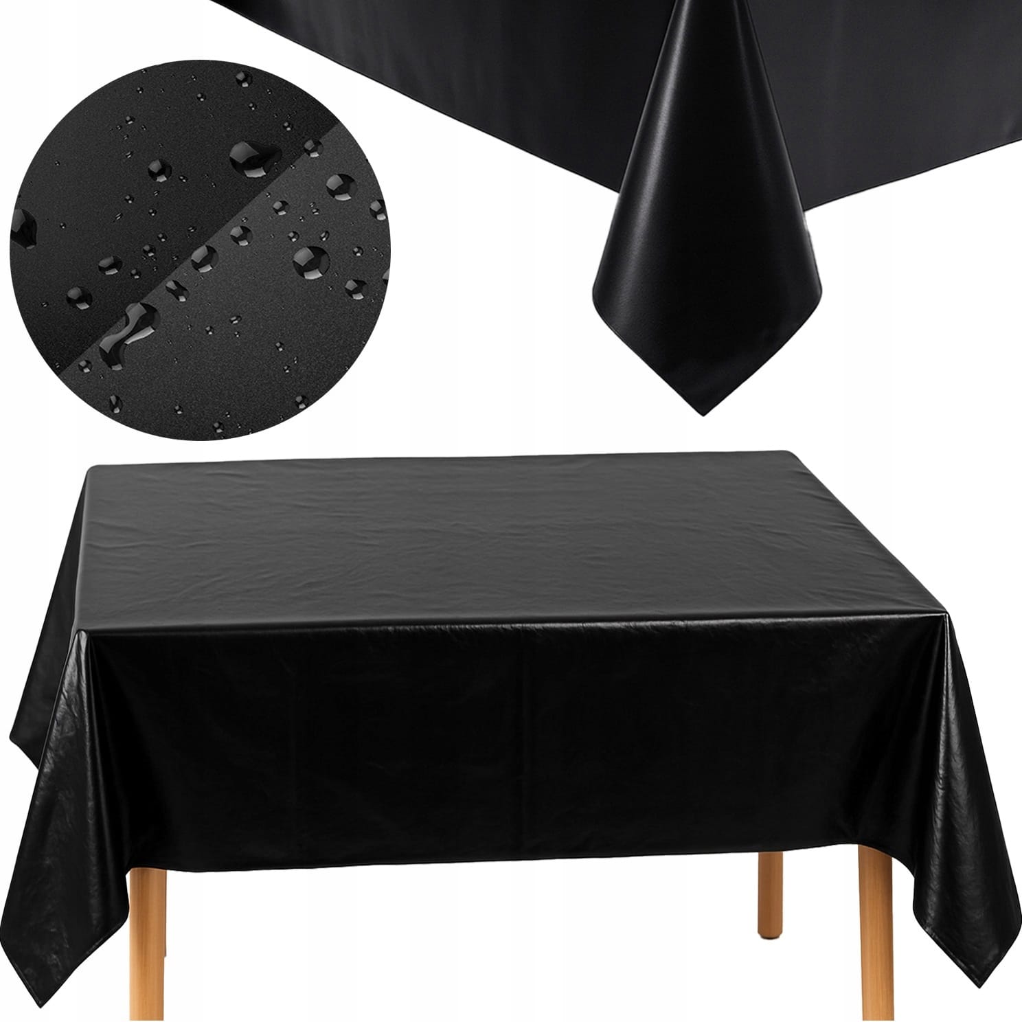 Obrus Foliowy Czarny 137x247cm Plamoodporny Wodoodporny Dekoracyjny Ochrona