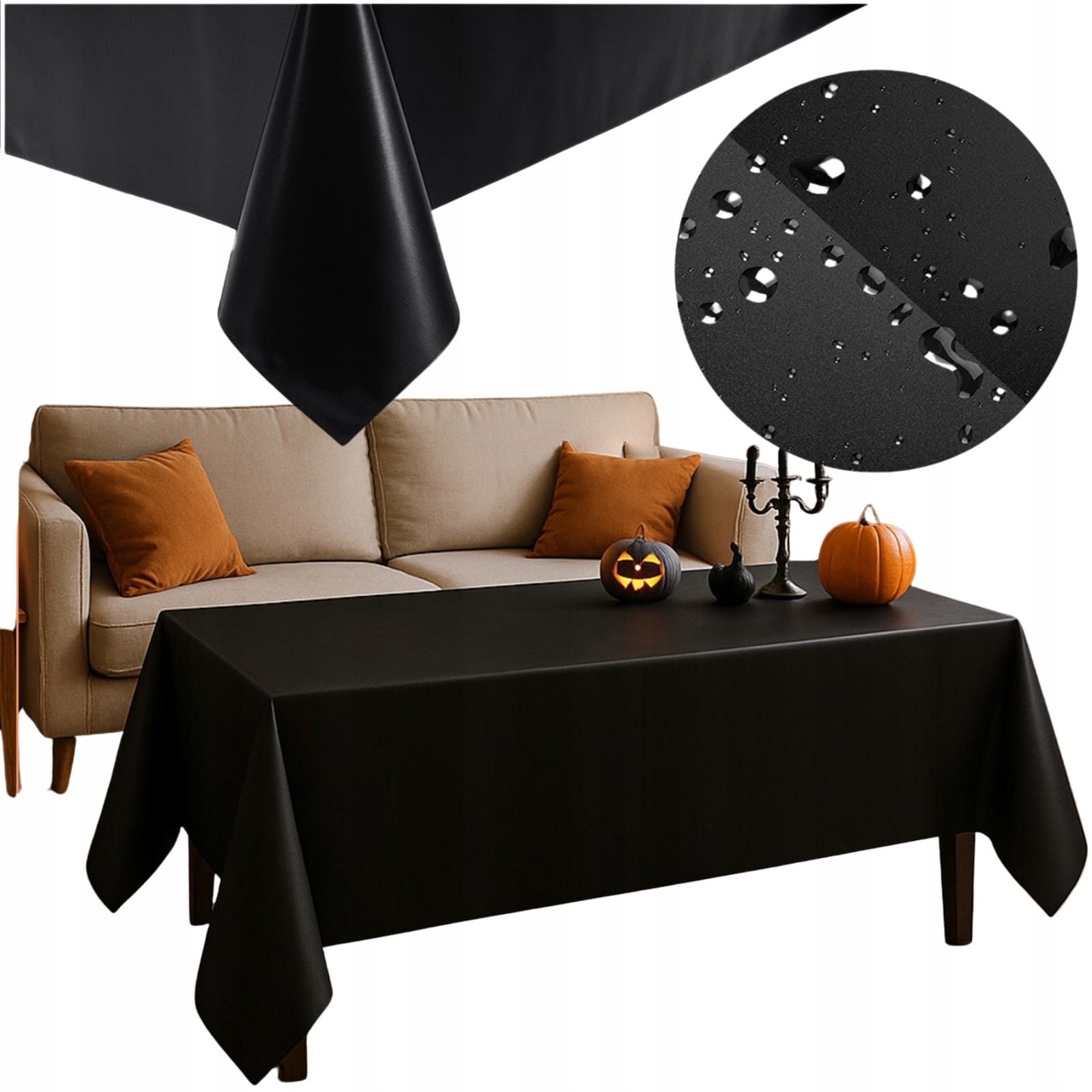 Obrus Foliowy Czarny 137x247cm Plamoodporny Wodoodporny Dekoracyjny Ochrona