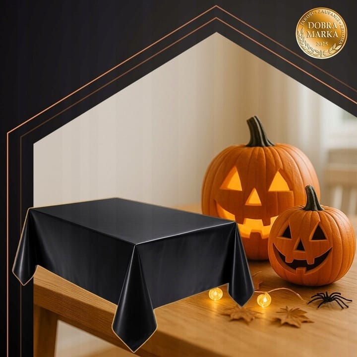 Obrus Foliowy Czarny 137x247cm Plamoodporny Wodoodporny Dekoracyjny Ochrona