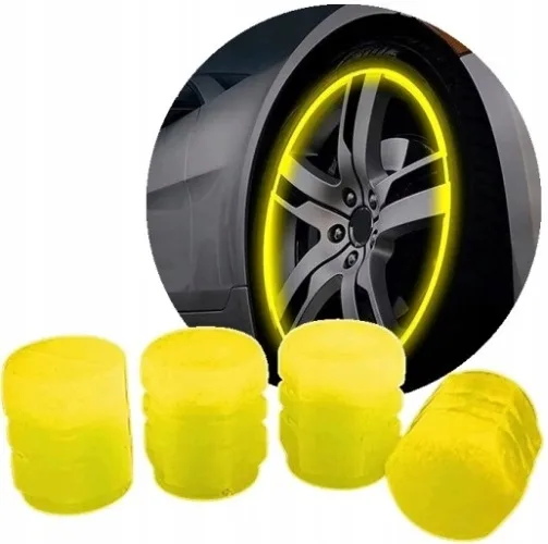 4 X Nakrętki Świecące Fluorescencyjne Na Wentyl Koło Samochodowy Auto Rower