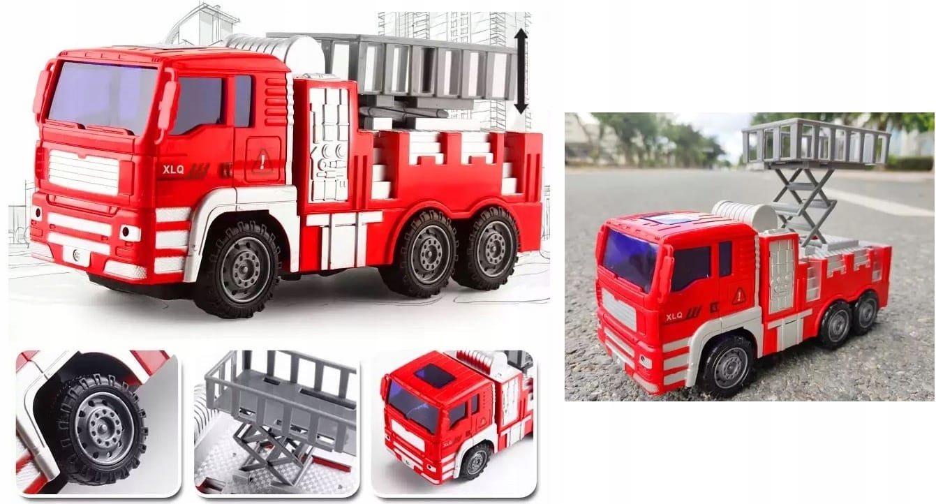 Wóz Strażacki Dla Dzieci Iso Trade Straż Pożarna Duży Zestaw 6 szt Zabawka