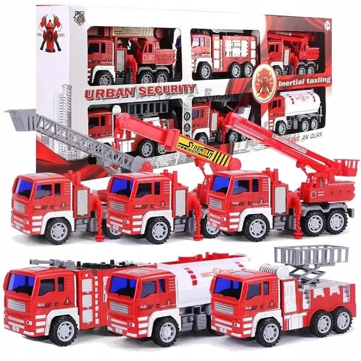 Wóz Strażacki Dla Dzieci Iso Trade Straż Pożarna Duży Zestaw 6 szt Zabawka