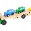 Laweta Ciężarówka Tir Drewniana Składana Zestaw + 4 Auta Autka Samochodziki