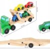 Laweta Ciężarówka Tir Drewniana Składana Zestaw + 4 Auta Autka Samochodziki