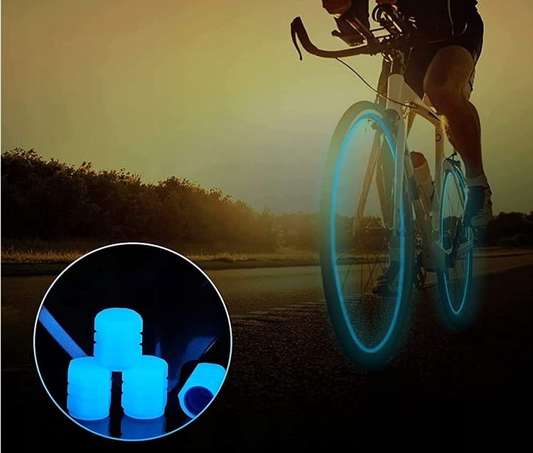 4 X Nakrętki Świecące Fluorescencyjne Na Wentyl Koło Samochodowy Auto Rower
