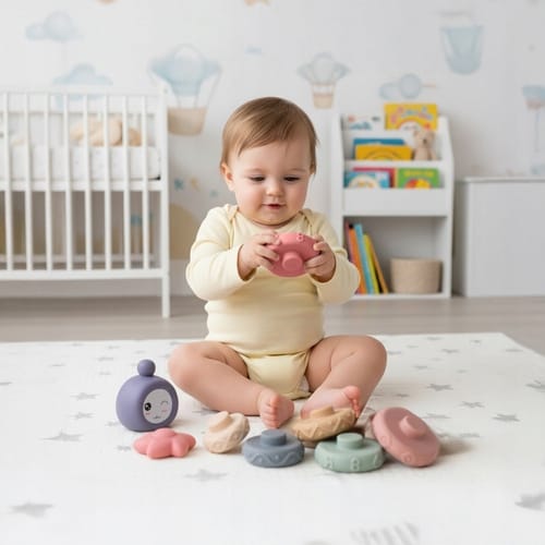 Klocki Sensoryczne Dla Dzieci Gumowe Miękkie Kreatywne Wieża Montessori 8el