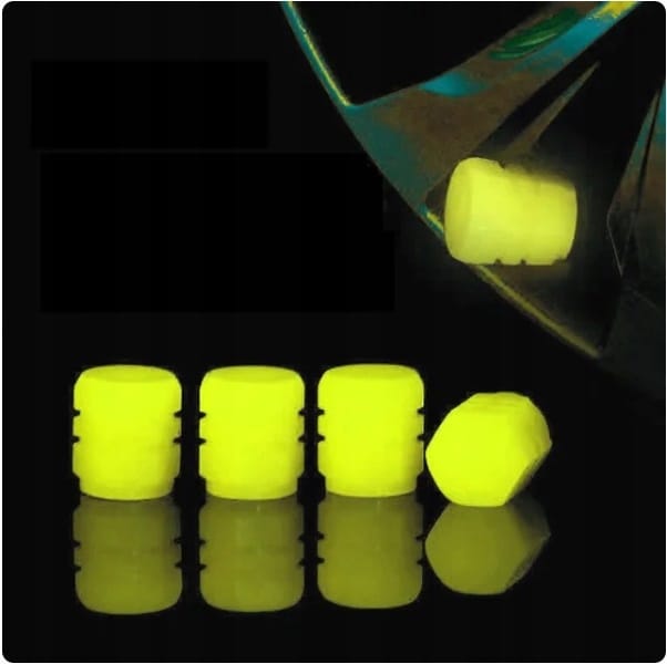 4 X Nakrętki Świecące Fluorescencyjne Na Wentyl Koło Samochodowy Auto Rower