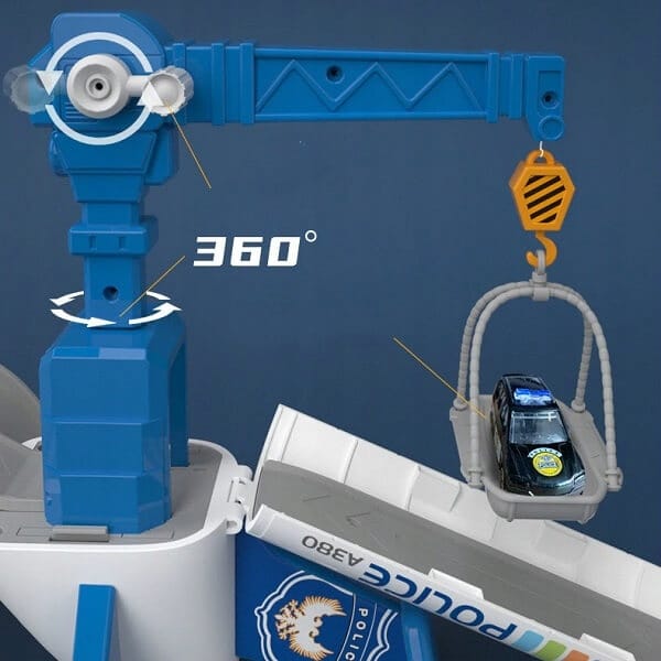 Interaktywny Samolot Policja Rozkładany Parking Auta Dzwig Zestaw Prezent