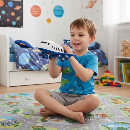 Interaktywny Samolot Policja Rozkładany Parking Auta Dzwig Zestaw Prezent