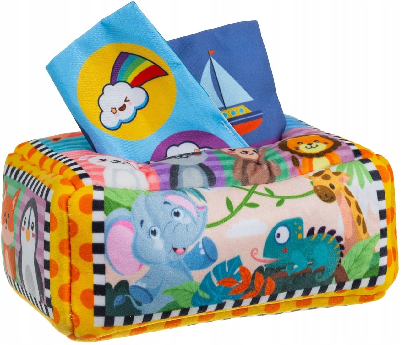 Sensoryczne Pudełko Pluszowe Z Chusteczkami Montessori Sorter Zwierzątka 0+