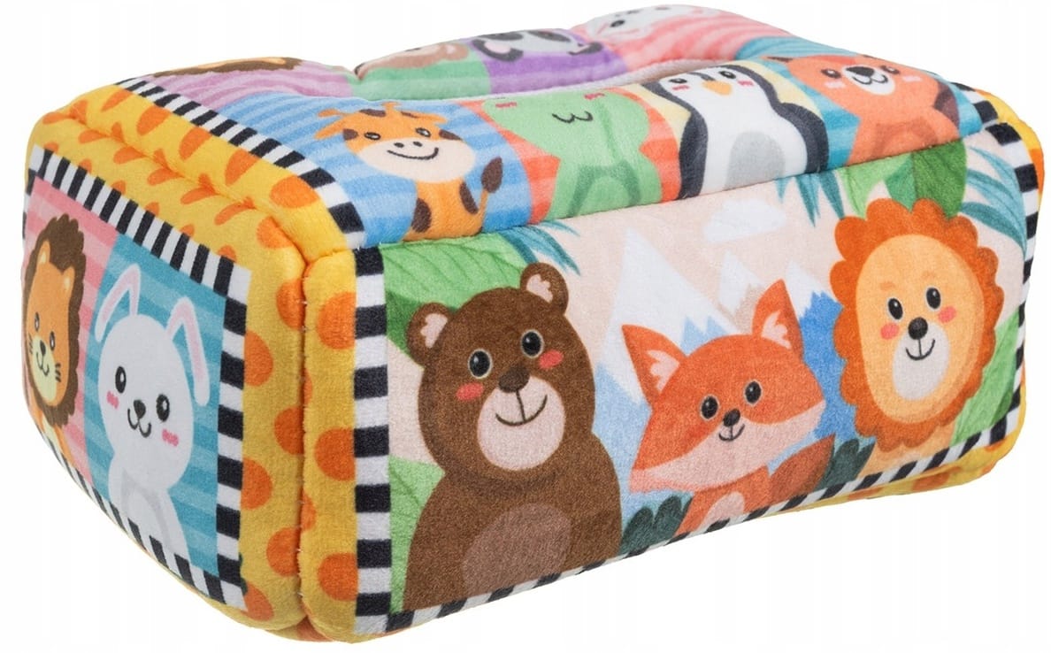 Sensoryczne Pudełko Pluszowe Z Chusteczkami Montessori Sorter Zwierzątka 0+