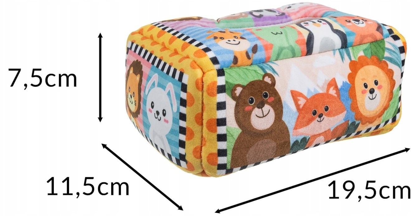 Sensoryczne Pudełko Pluszowe Z Chusteczkami Montessori Sorter Zwierzątka 0+