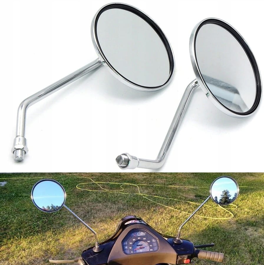 Lusterka Chrom Kpl Wfm Junak Shl Wsk Romet Okrągłe M10 X2