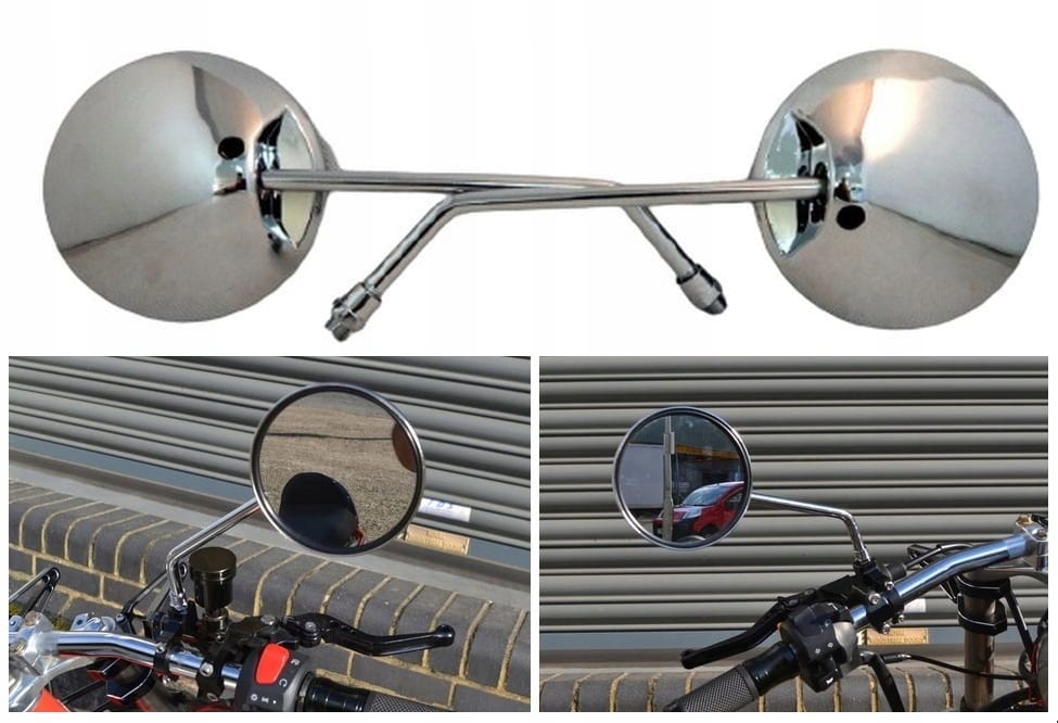 Lusterka Chrom Kpl Wfm Junak Shl Wsk Romet Okrągłe M10 X2