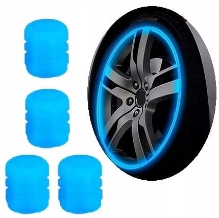 4 X Nakrętki Świecące Fluorescencyjne Na Wentyl Koło Samochodowy Auto Rower